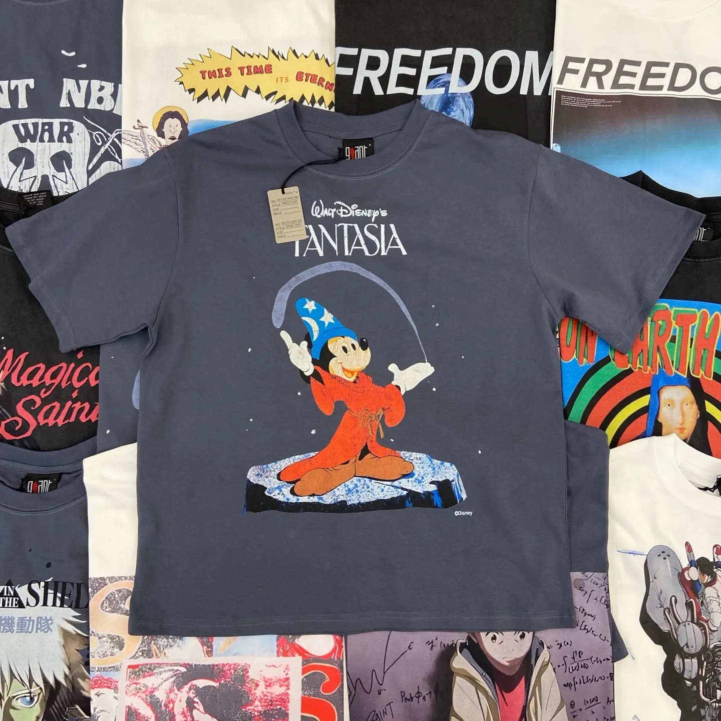 Saint Michael series of new American retro washed and distressed niche printed pure cotton loose short-sleeved T-shirts with digital white ink direct injection, breathable fabrics and three-dimensional and clear patterns. Fabric: Double yarn 240g Size: S-M-L-XL